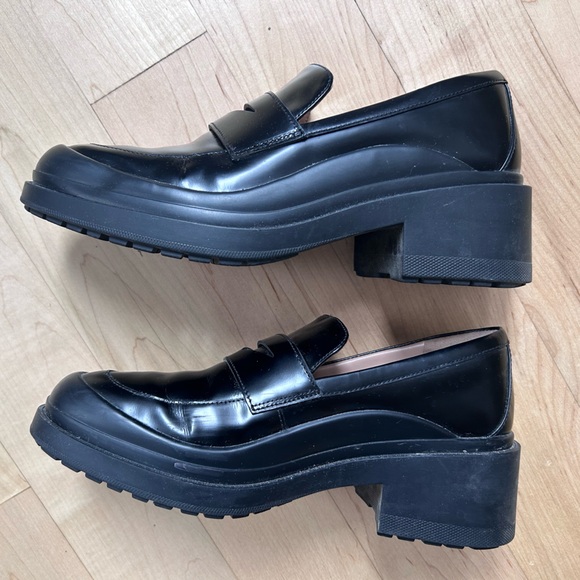 Cole Haan Black Leather Platform Penny Loafers - Picture 5 of 8